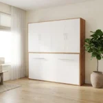 تخت تاشو افقی تک نفره طول 215 کد 123 سفید گردویی